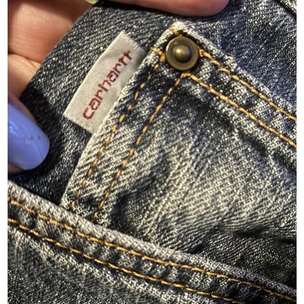 Carhartt Mens Jeans 34 X 31 Blue Straight Leg Medium Wash‎ Work Wear